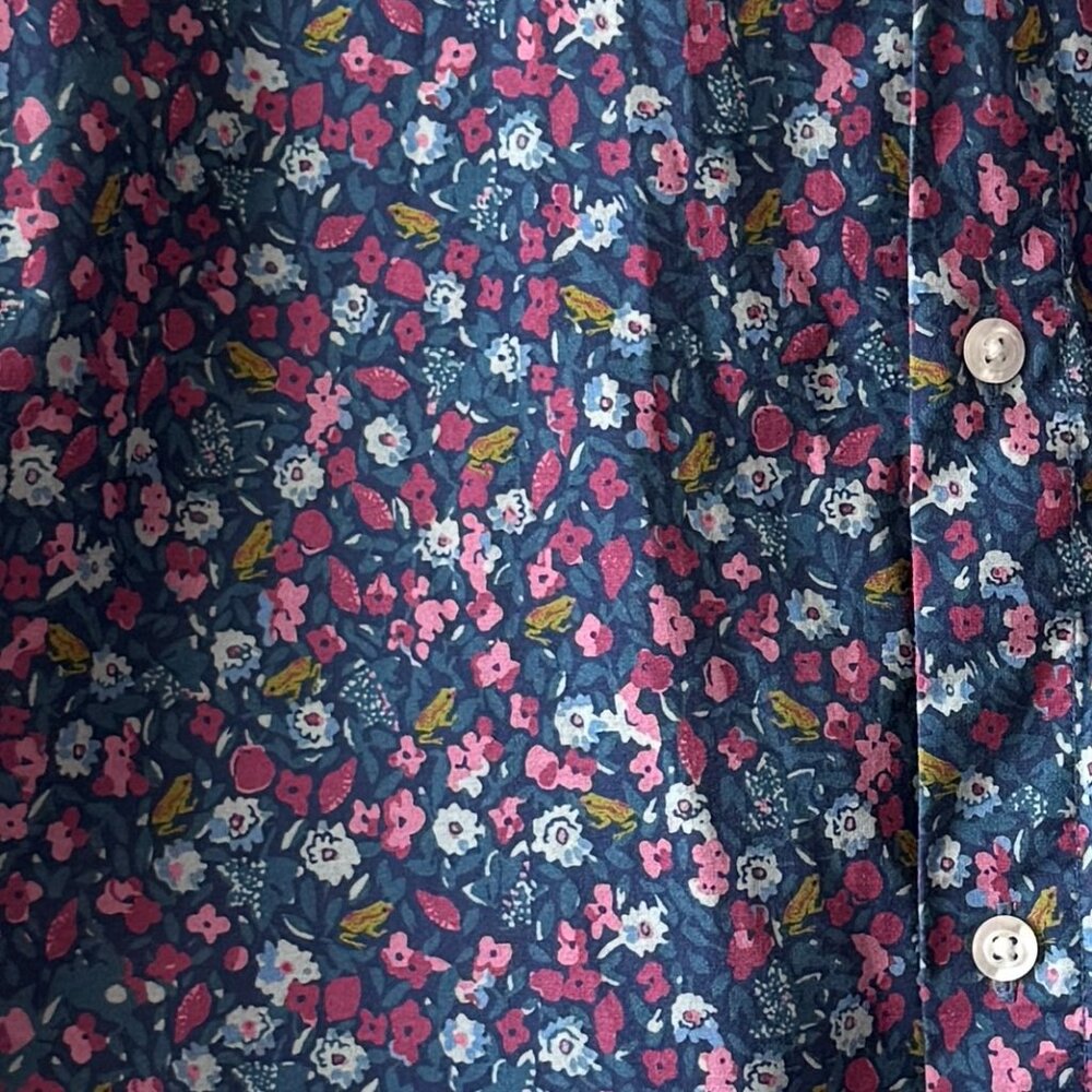 Bonobos Blue and Magenta Floral Short-Sleeved Button-Up Shirt — Medium - Picture 2 of 4